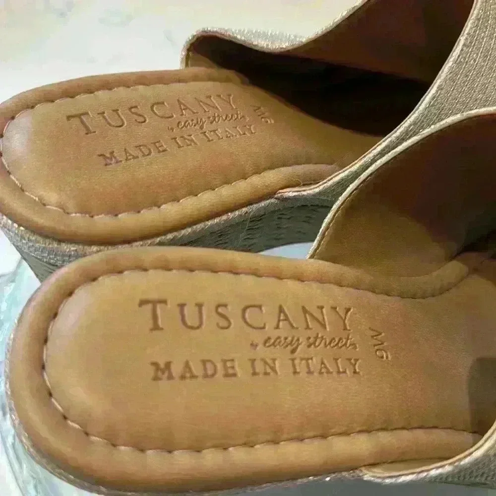 Tuscany Easy Streets Slip on Mule Style Wedge Sandals size 9W pre-owned